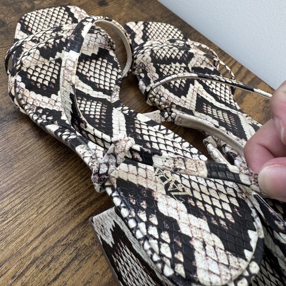 Zara Faux Leather Snake Print Heeled Sandals - Picture 4 of 10
